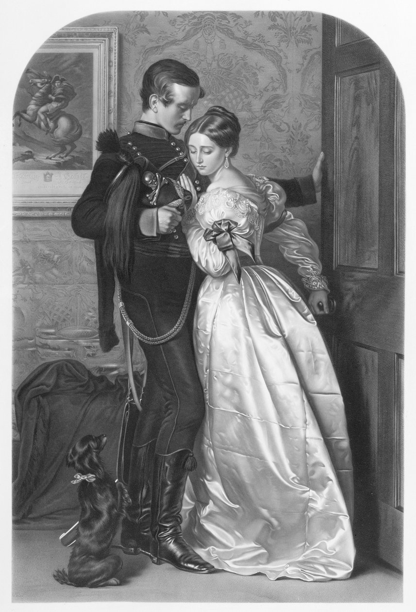 The Black Brunswicker, graverad av Thomas L. Atkinson (1817-c.1890) pub. av Henry Graves und Co., 1863 (mezzotint) (se även 100299) av John Everett Millais