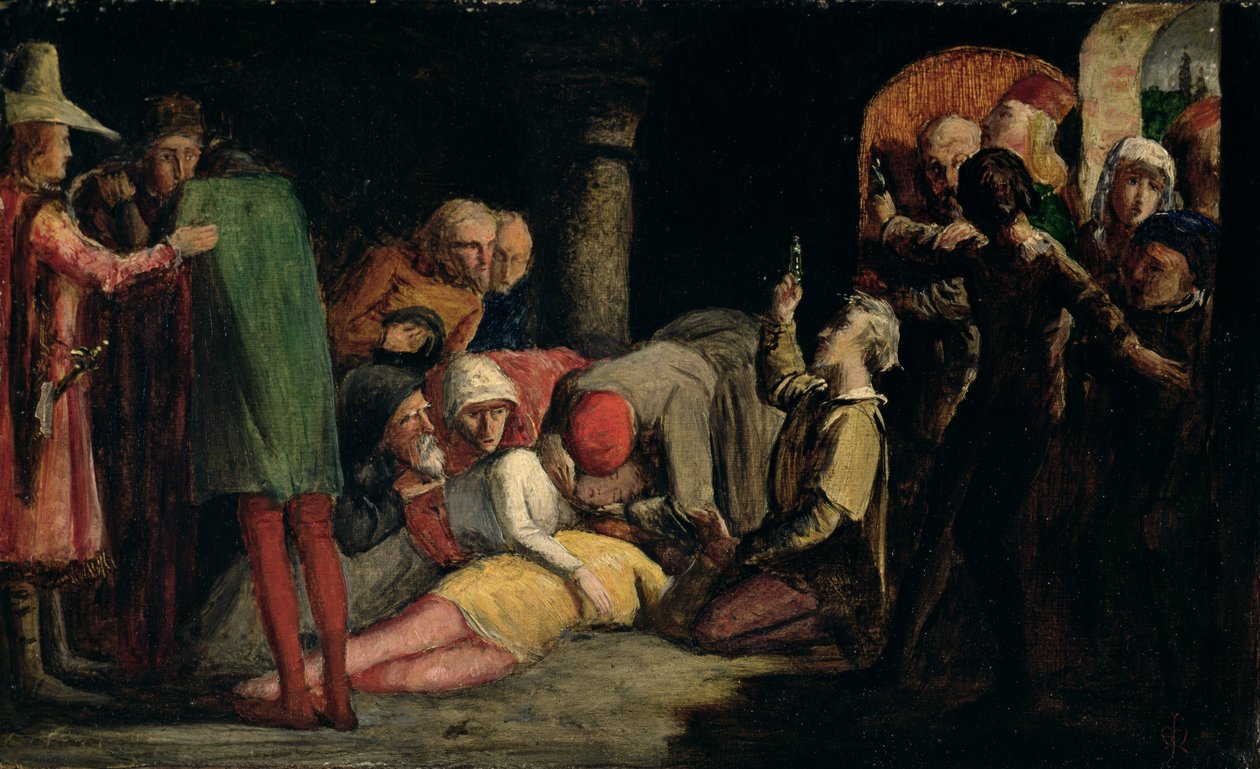 The Death of Romeo and Juliet, c.1848 (olja på kvarnbräda) av John Everett Millais