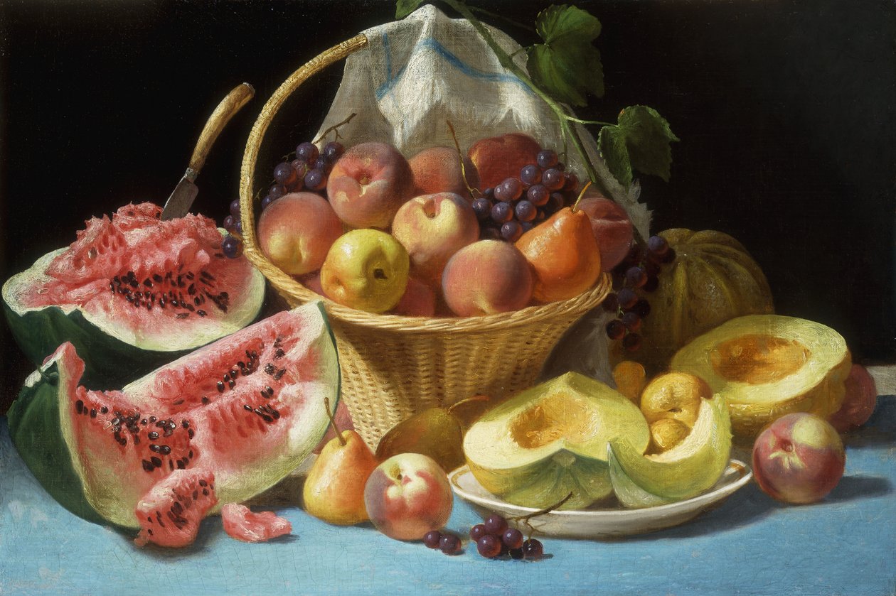 Meloner, persikor och vindruvor, av John F. Francis