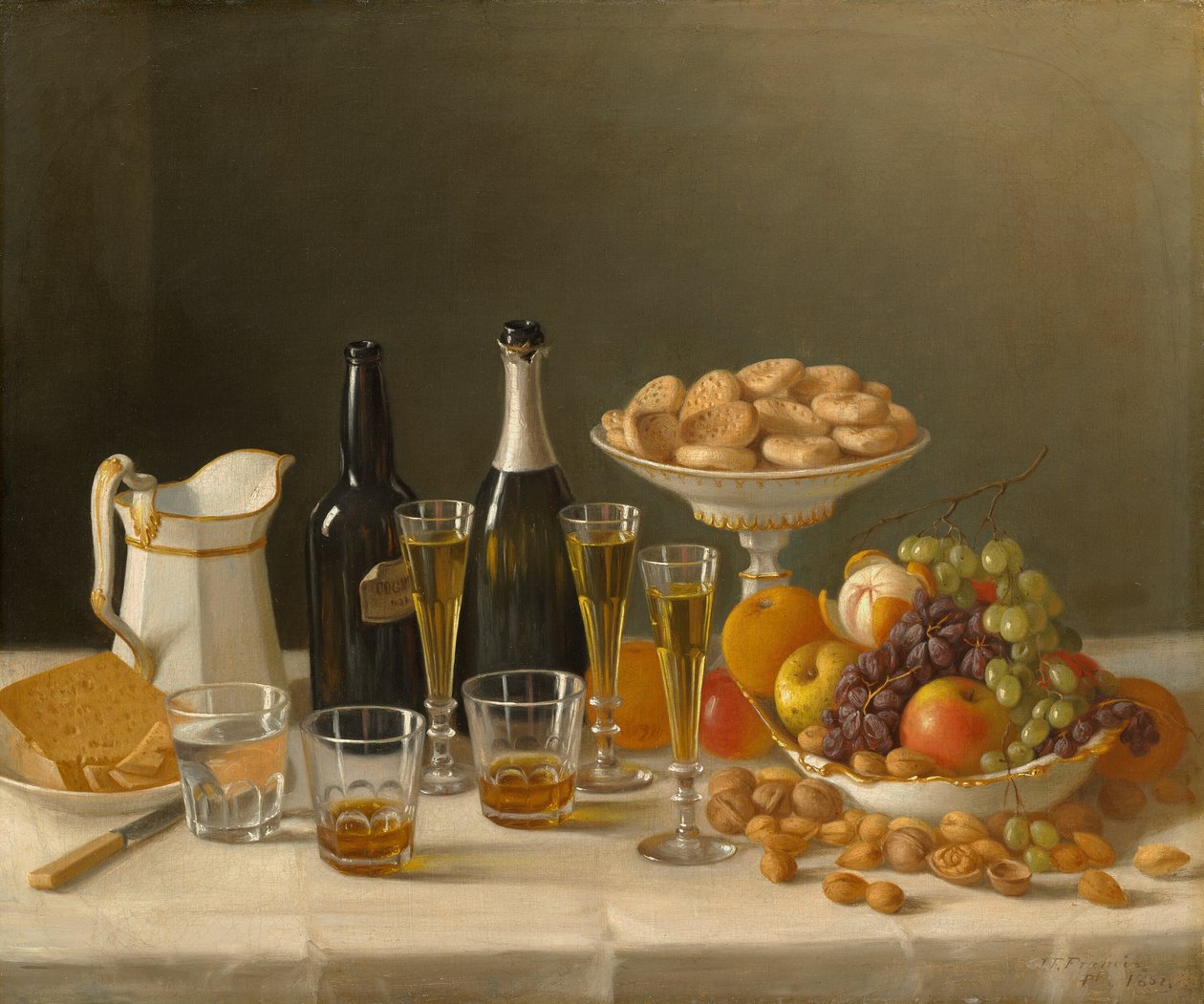 Vin, ost och frukt, 1857. av John F. Francis