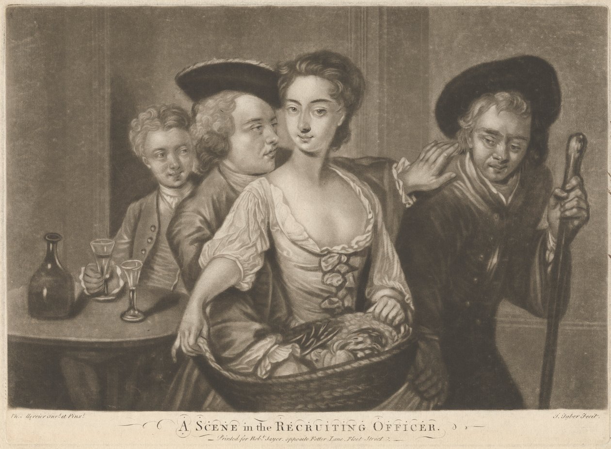 En scen i "The Recruiting Officer" av John Faber the younger