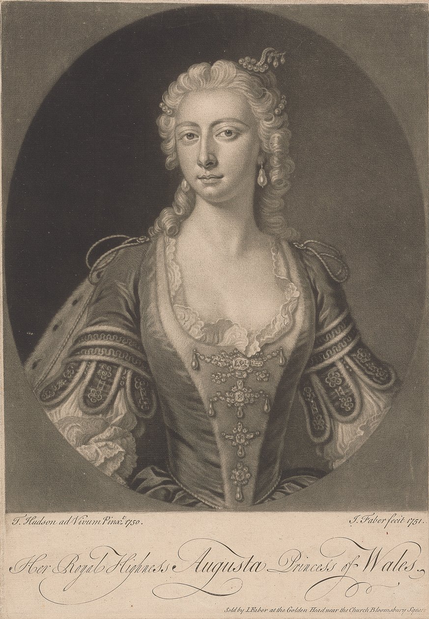 Hennes kungliga höghet Augusta prinsessa av Wales, 1751 av John Faber the younger