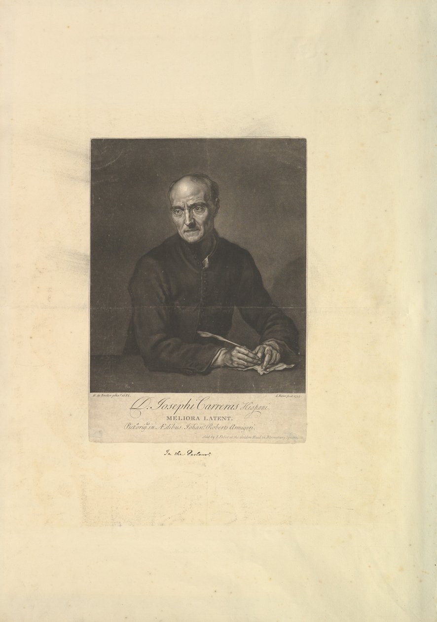 Porträtt av Joseph Carreras, 1735. av John Faber the younger