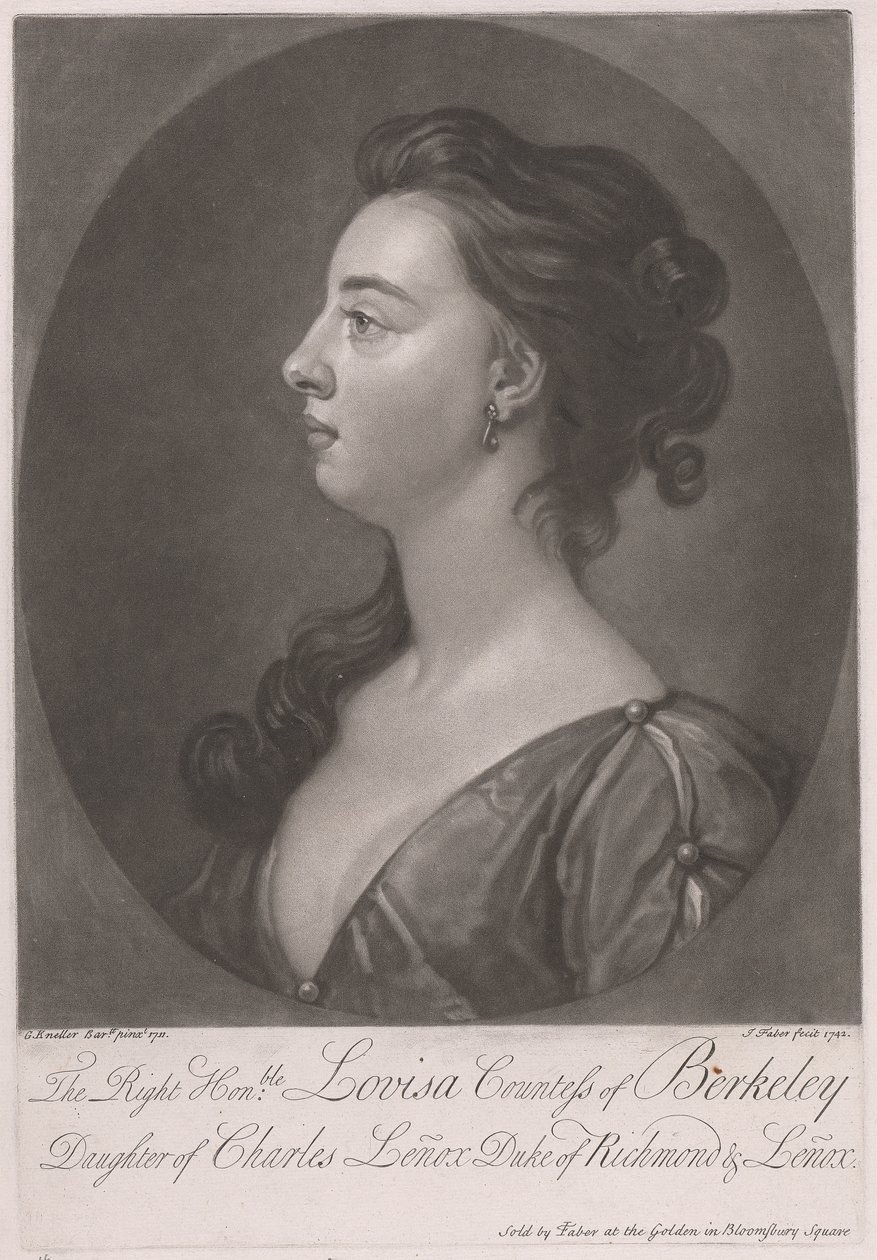 Den rätta ärade Louisa grevinnan av Berkeley, dotter till Charles Lenox hertig av Richmond och Lenox av John Faber the younger