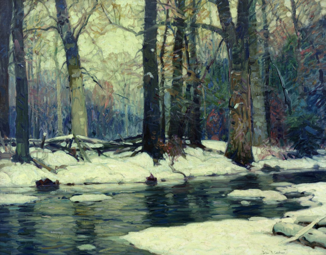 Sylvan Stream (olja på duk) av John Fabian Carlson