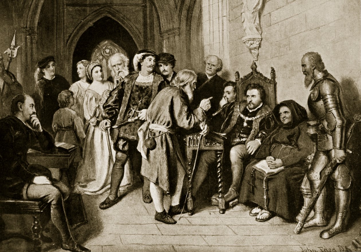 James IV i råd före slaget vid Flodden, 1513, illustration från "Hutchinson