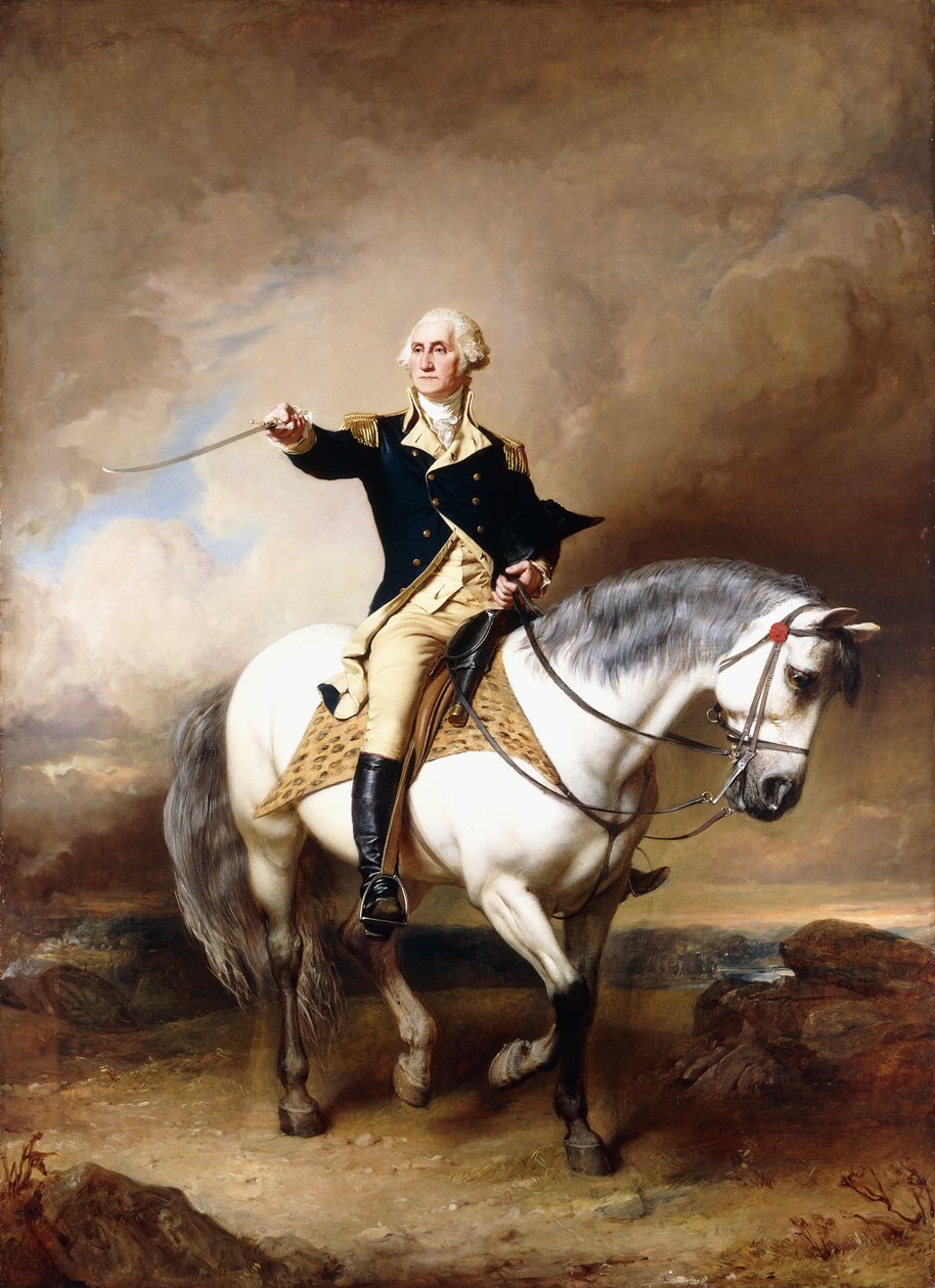 Porträtt av George Washington tar hälsningen i Trenton, av John Faed