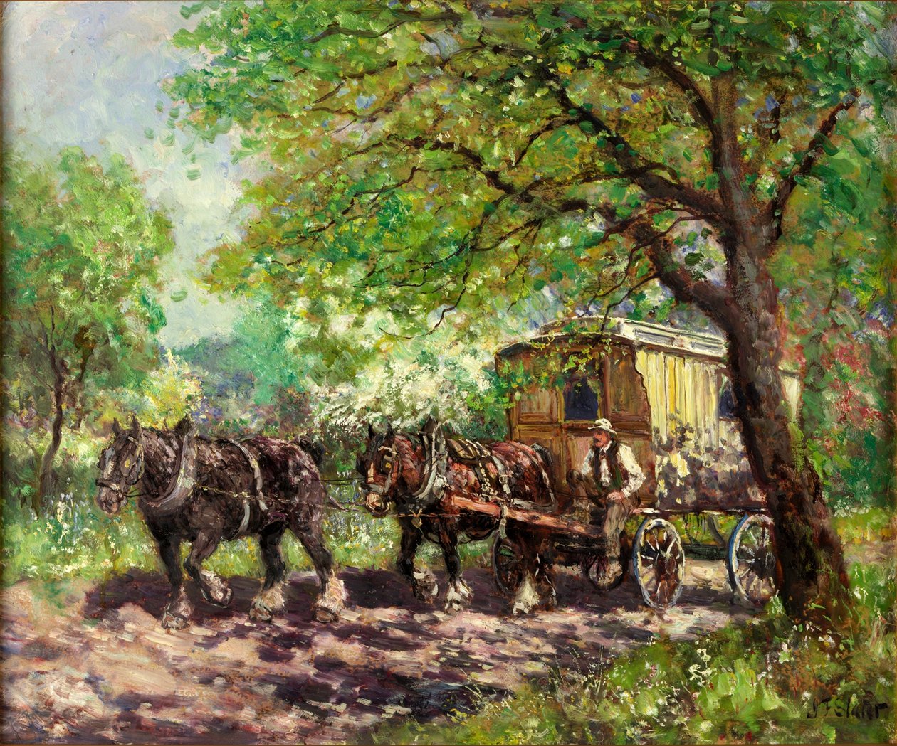 Två hästar och en husvagn av John Falconar Slater