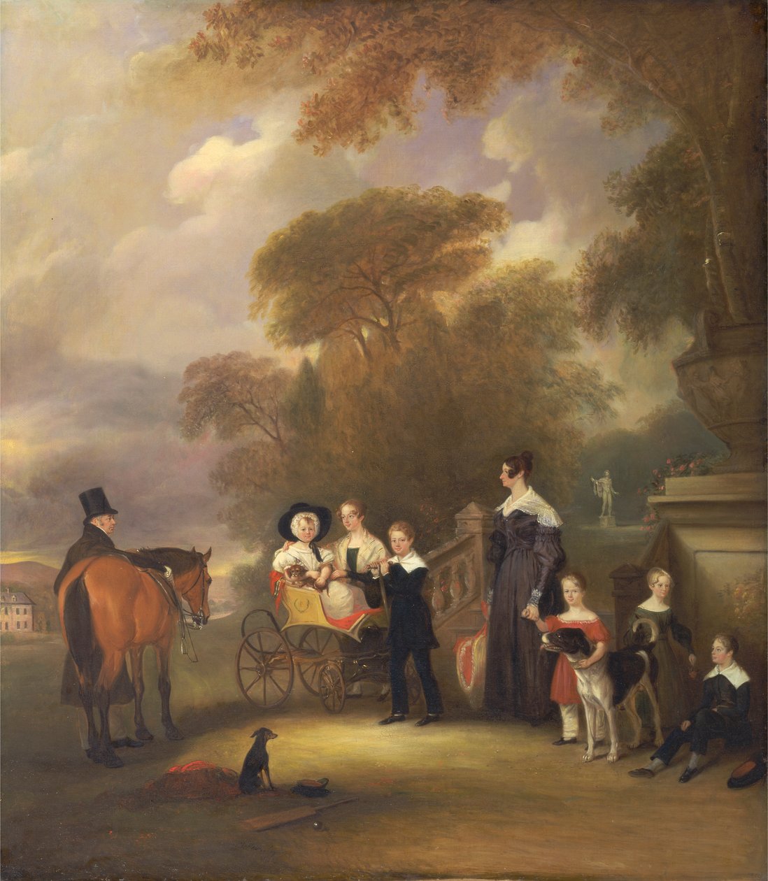 Rev. och Mrs. Henry Palmer med sina sex yngre barn i Withcote Hall, nära Oakham, Leicestershire av John Ferneley