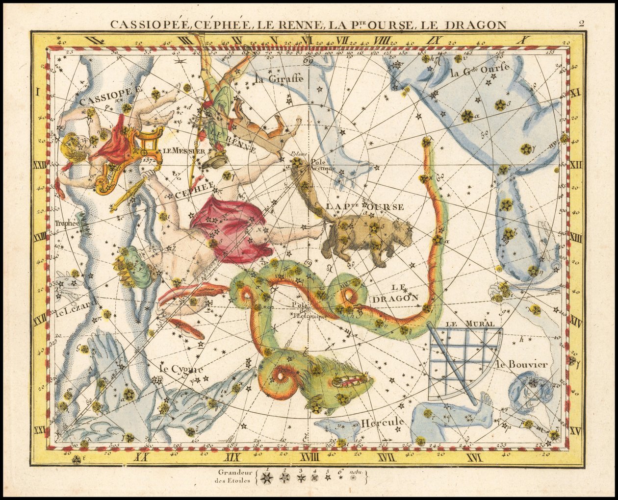 1776 - John Flamsteed - Cassiopee, Cehee, Le Renne, La Petite Ourse, Le Dragon (Cassiopea, Cepheus, Ursa Minor  Draco) av John Flamsteed