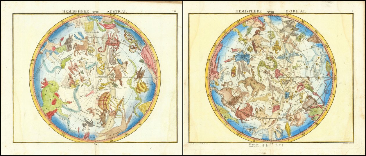 Australiska halvklotet och Boreala halvklotet av John Flamsteed