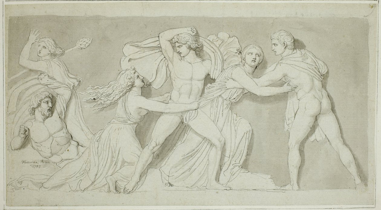 Amphion och Zethus befriar sin mor Antiope från Dirces och Lycus raseri av John Flaxman