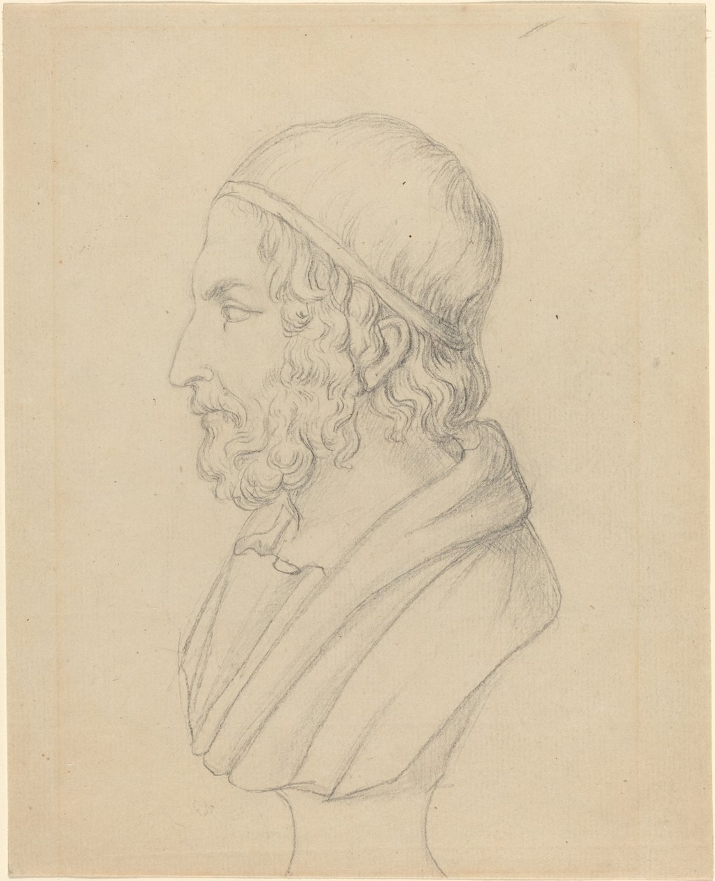 Klassisk porträttbyst av en skäggig man av John Flaxman