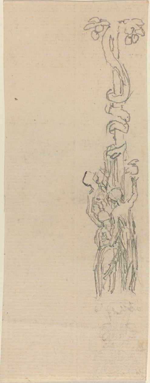 Design för en kandelaber som representerar de tre gracerna som samlar Hesper äpplen av John Flaxman