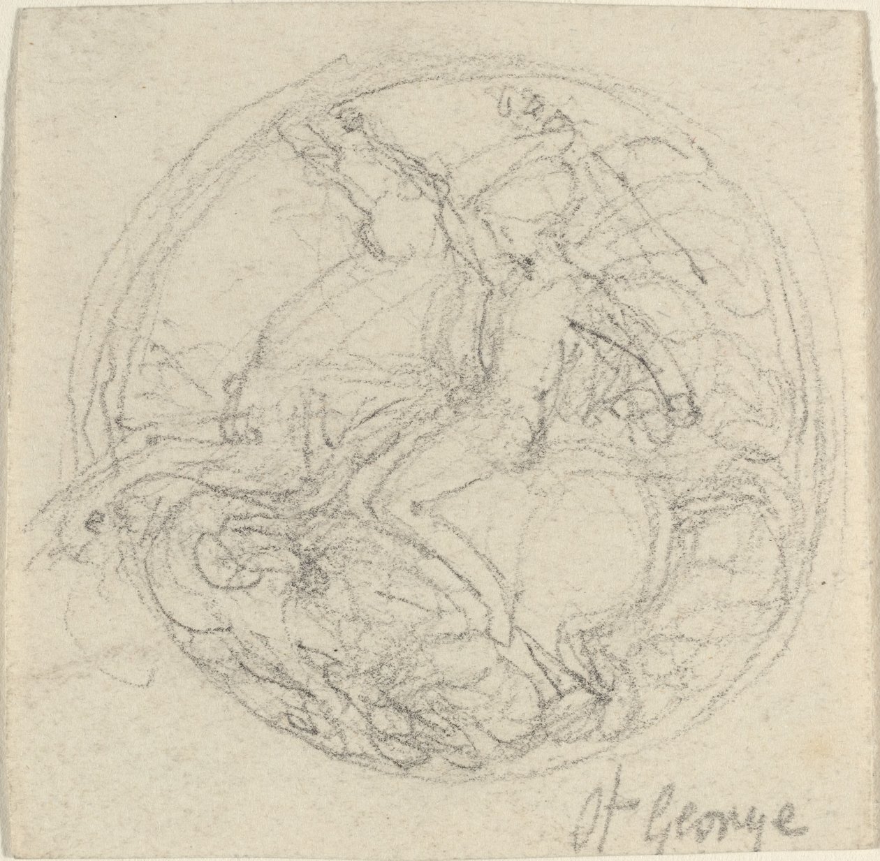 Design för en medalj som representerar Saint George and the Dragon av John Flaxman