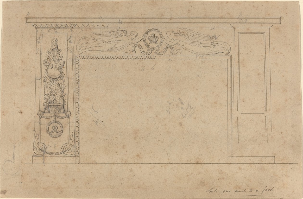 Design för skorstenen i tronrummet, Buckingham Palace av John Flaxman