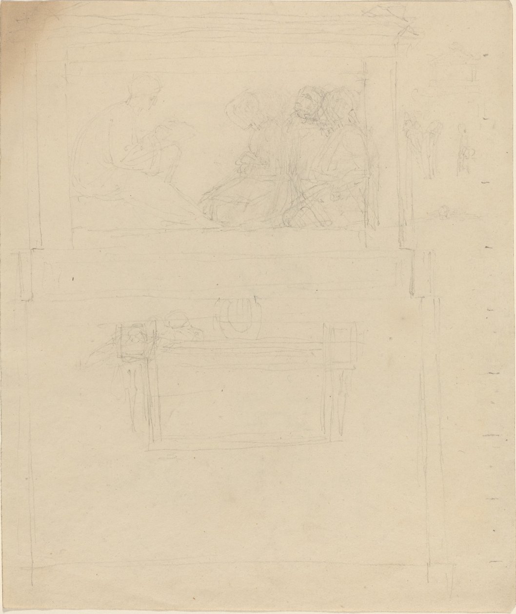Designs for a monument to Sir William Jones (?) [recto and verso] av John Flaxman