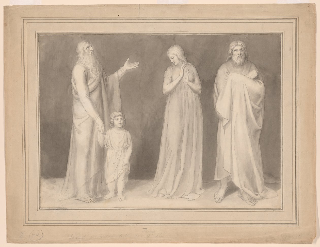 Hannah presenterar Samuel för Eli av John Flaxman