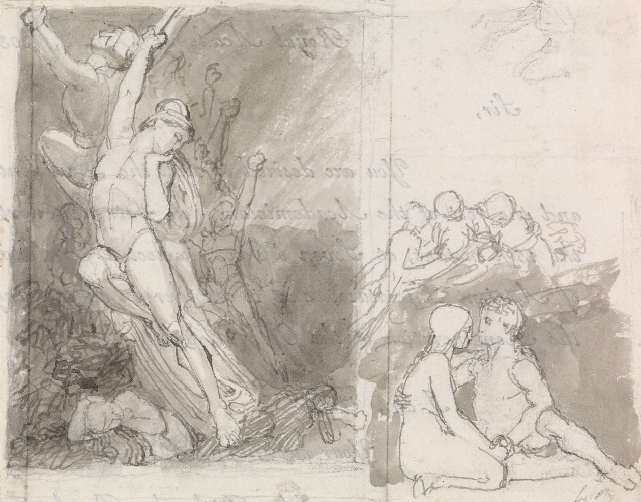 Illustration till Miltons Paradise Lost- Adam och Eva bevakade av änglarna av John Flaxman