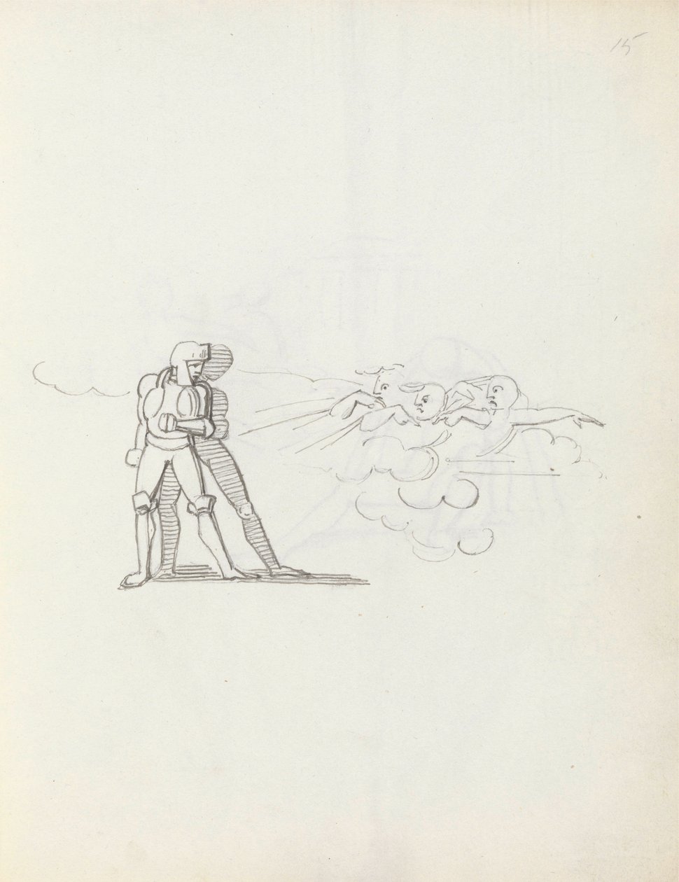 John Philip Kemble som Hamlet, 1783 (penna, bläck och tvätt på papper) av John Flaxman