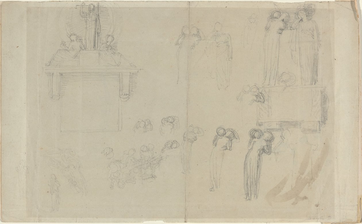 Studieblad [recto and verso] av John Flaxman
