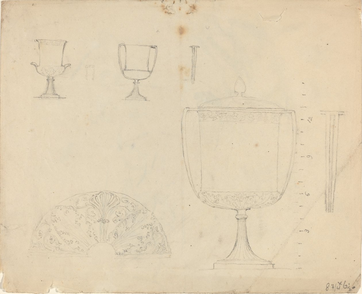 Studieblad [recto and verso] av John Flaxman