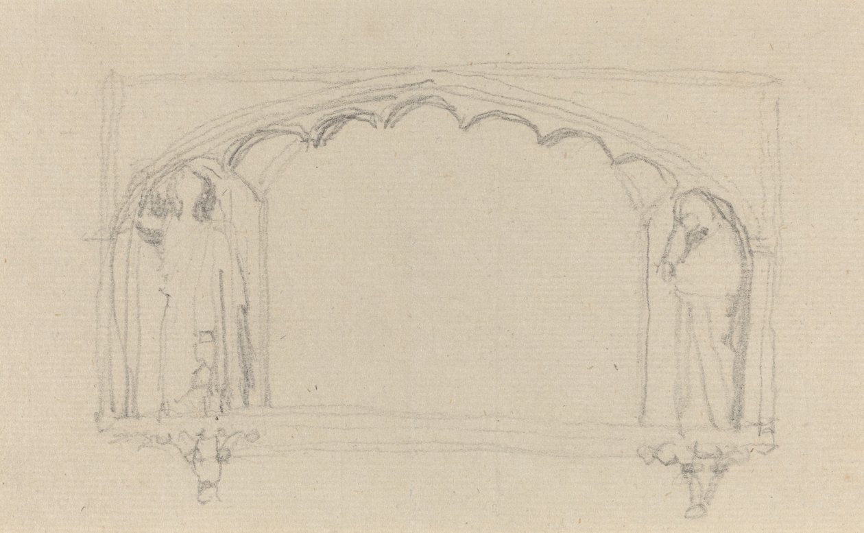 Skiss för ett gotiskt monument (Simcoe-monumentet?) av John Flaxman