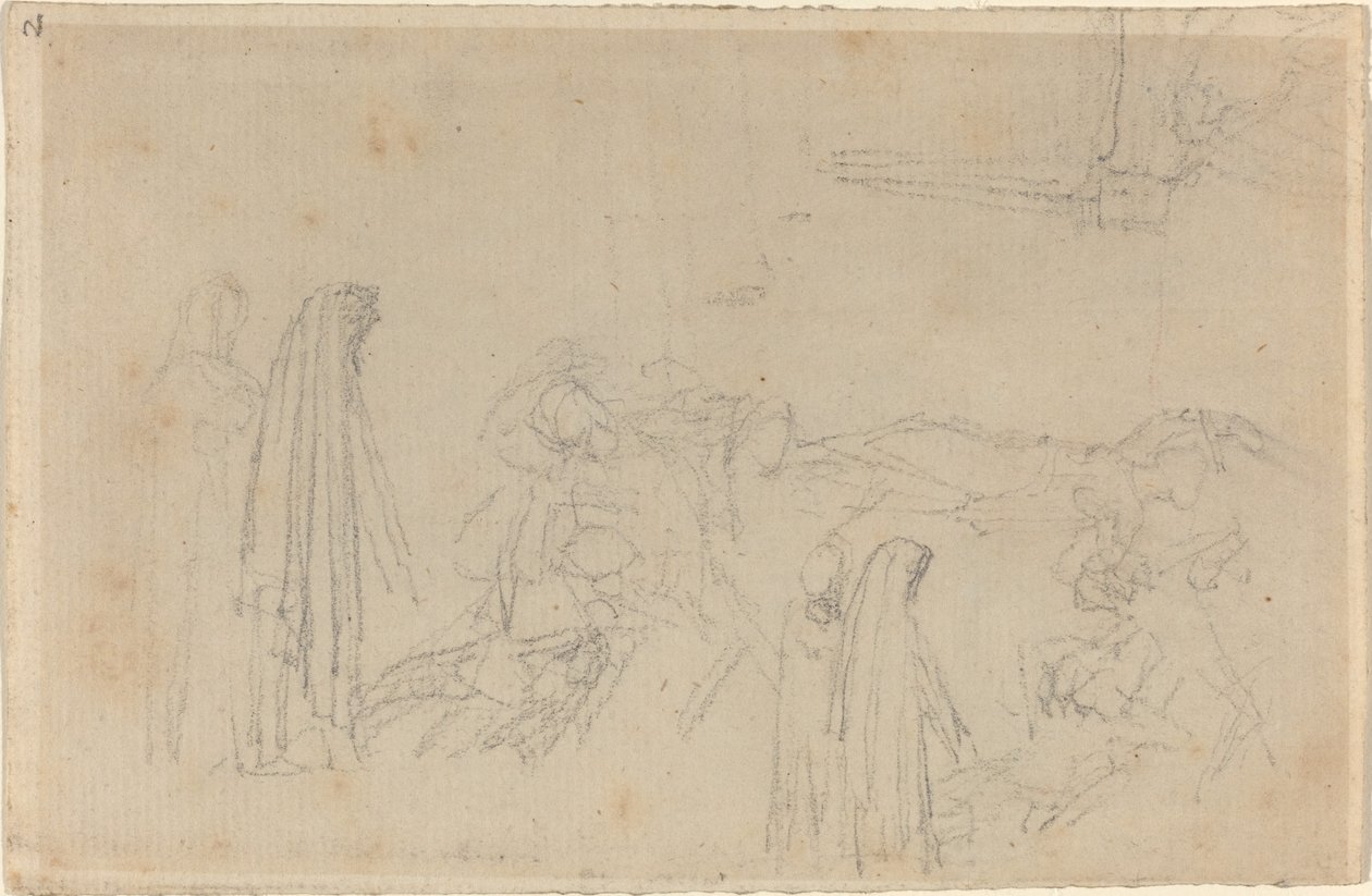 Skisser med en huvafigur (Virgil och Beatrice?) av John Flaxman