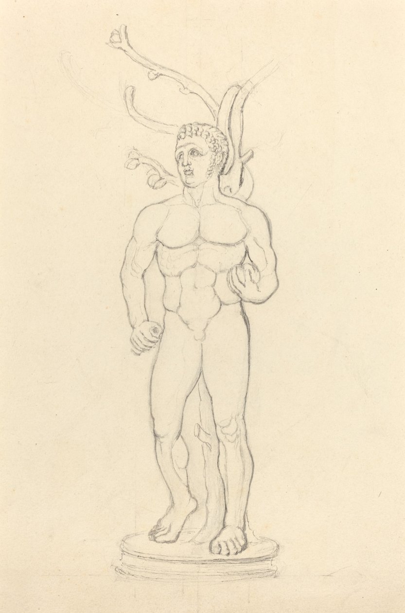 Staty av en manlig naken före ett träd av John Flaxman