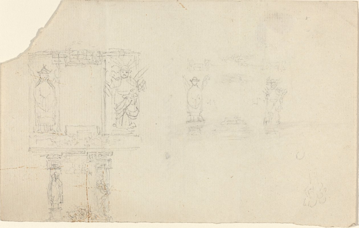 Struktur med figurer i asiatisk klänning (illustration till "The Casket"?) av John Flaxman