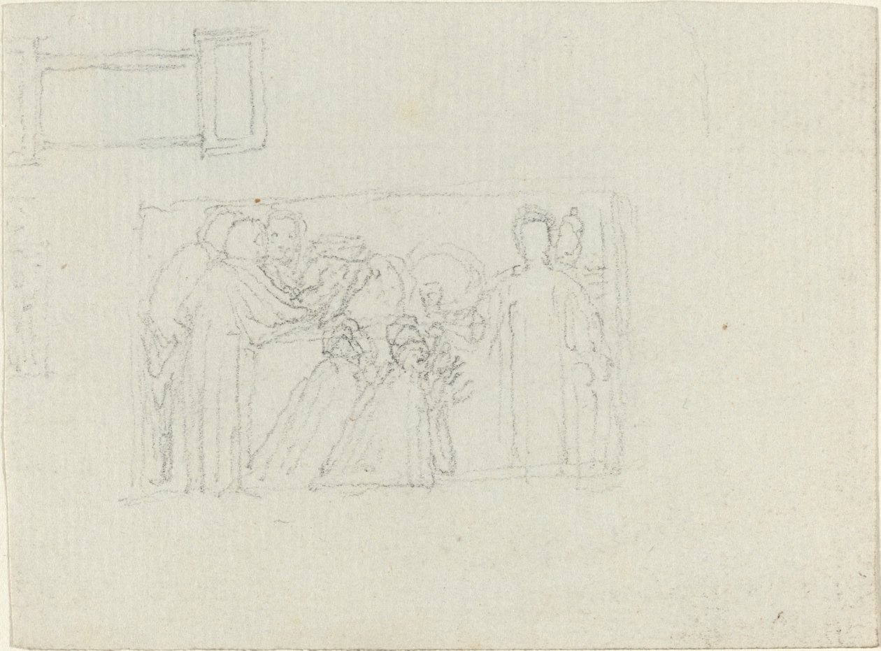 Studie för ett monument till en präst [recto and verso] av John Flaxman