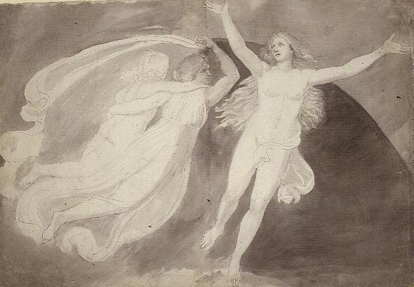 The Ascension of a Soul (penna, penna och bläck med grå tvätt på papper) av John Flaxman