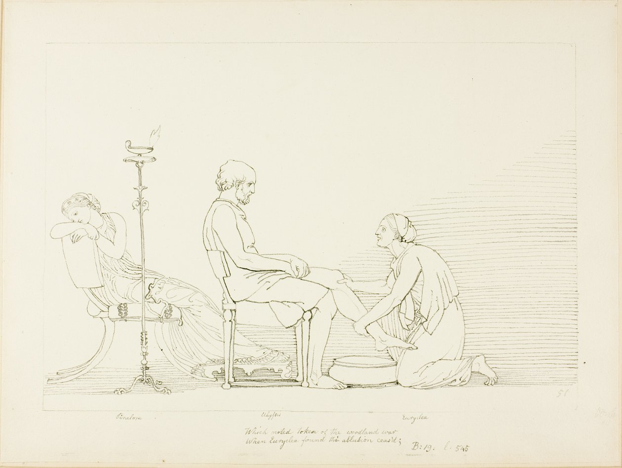 Ulysses, Penelope och Euryclea av John Flaxman