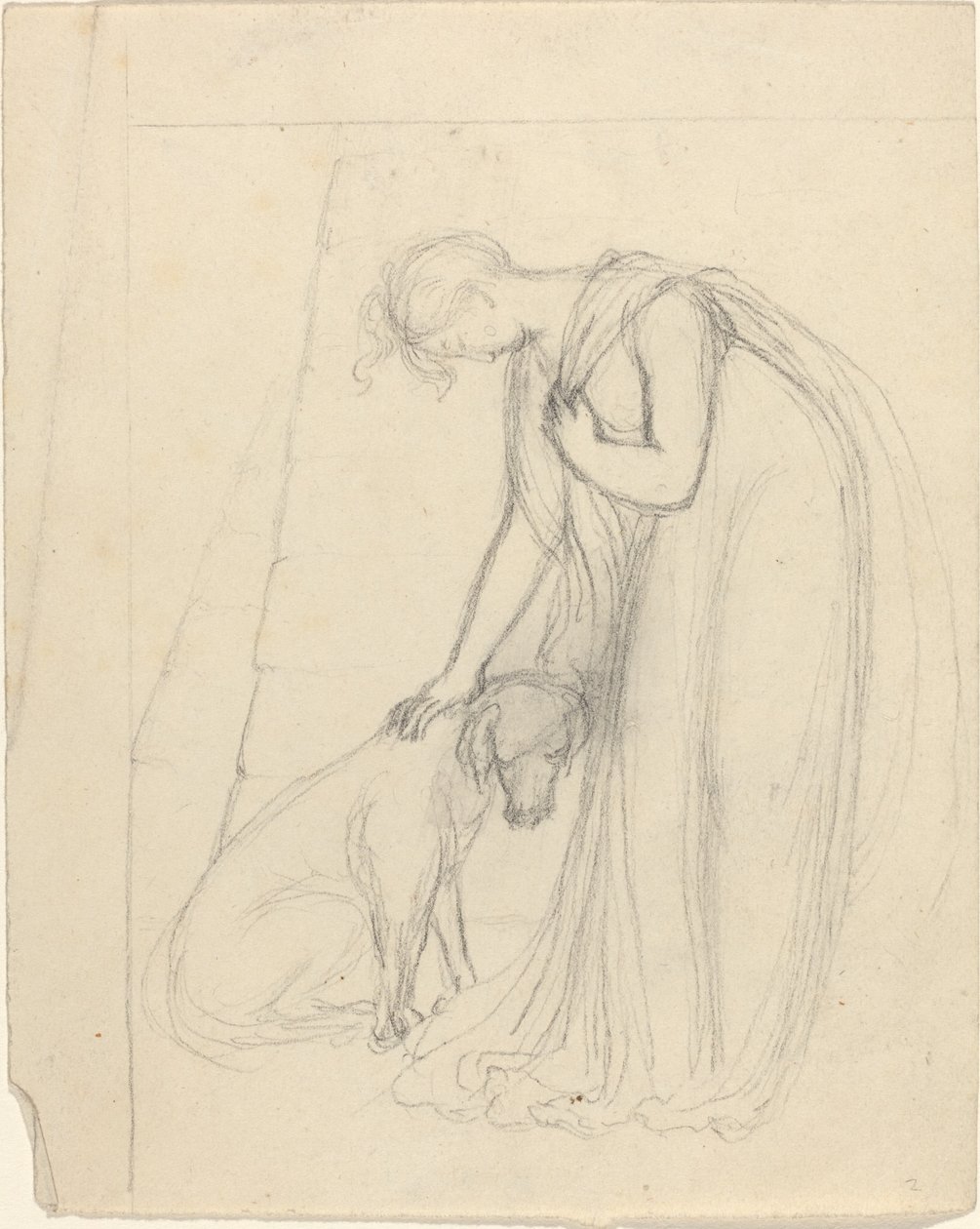 Kvinna som klappar en hund av John Flaxman