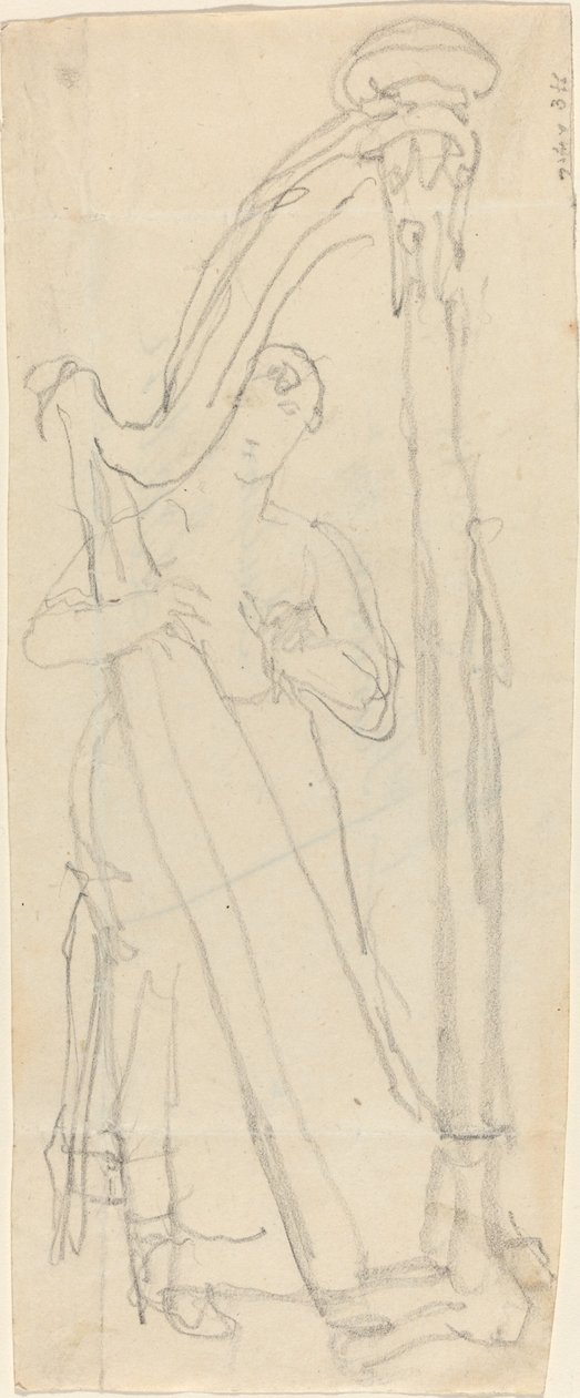 Kvinna som spelar harpa (Lavinia Banks?) av John Flaxman