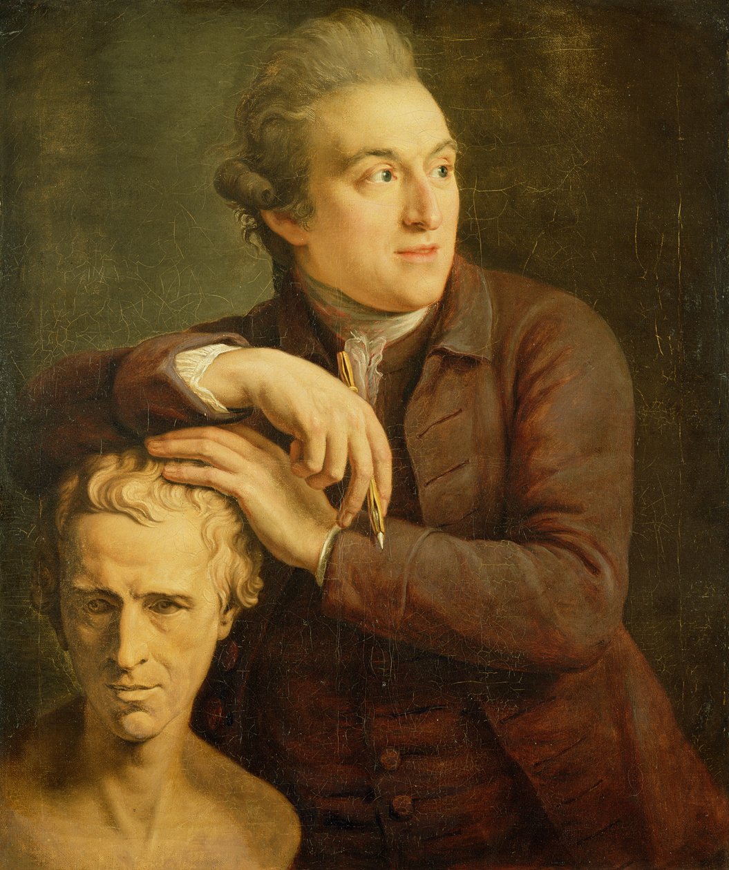 Joseph Nollekens (1737-1823) med sin byst av Laurence Sterne (1713-68) 1772 av John Francis Rigaud