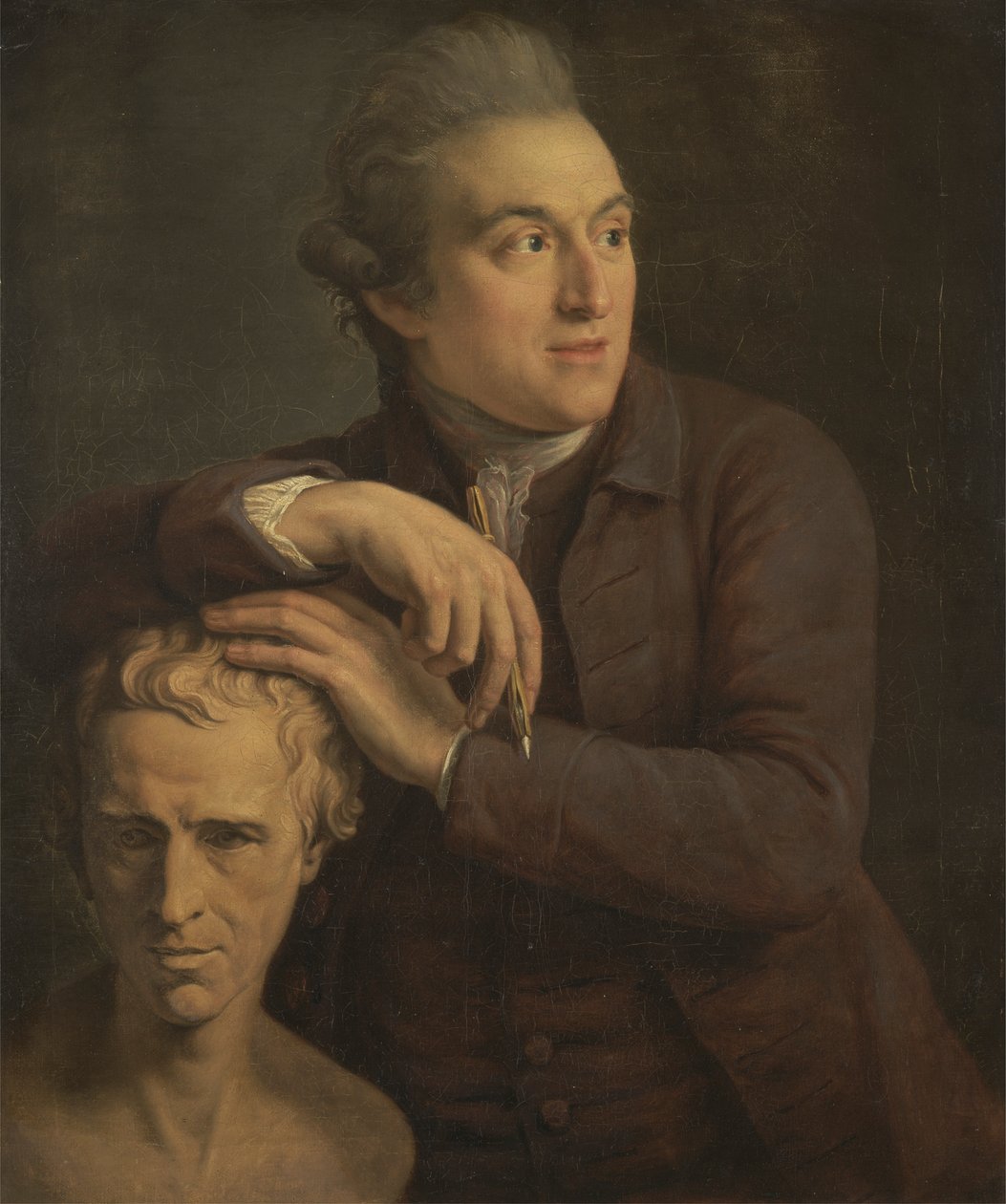 Joseph Nollekens med sin byst av Laurence Sterne av John Francis Rigaud