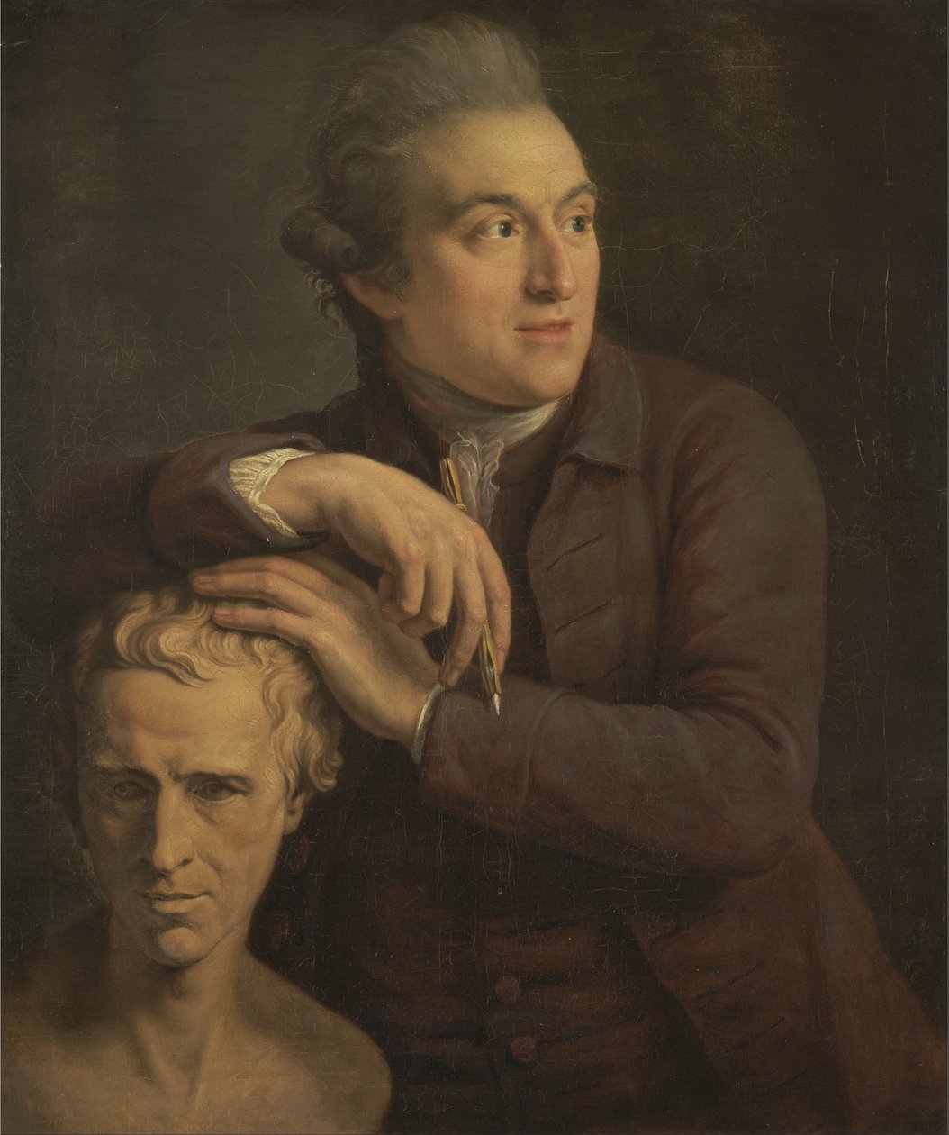 Joseph Nollekens med sin byst av Laurence Sterne av John Francis Rigaud
