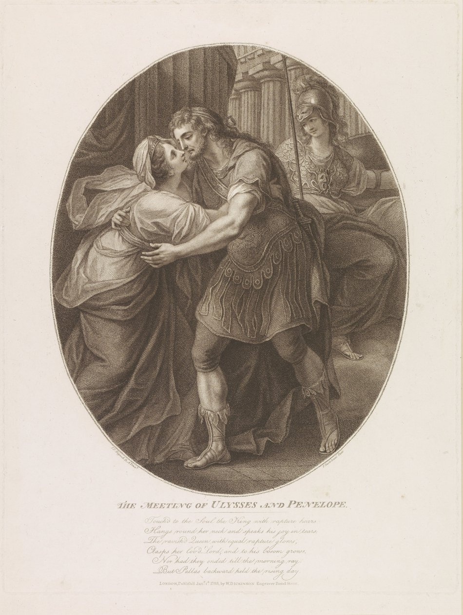 Mötet mellan Ulysses och Penelope, graverat av Francesco Bartolozzi av John Francis Rigaud