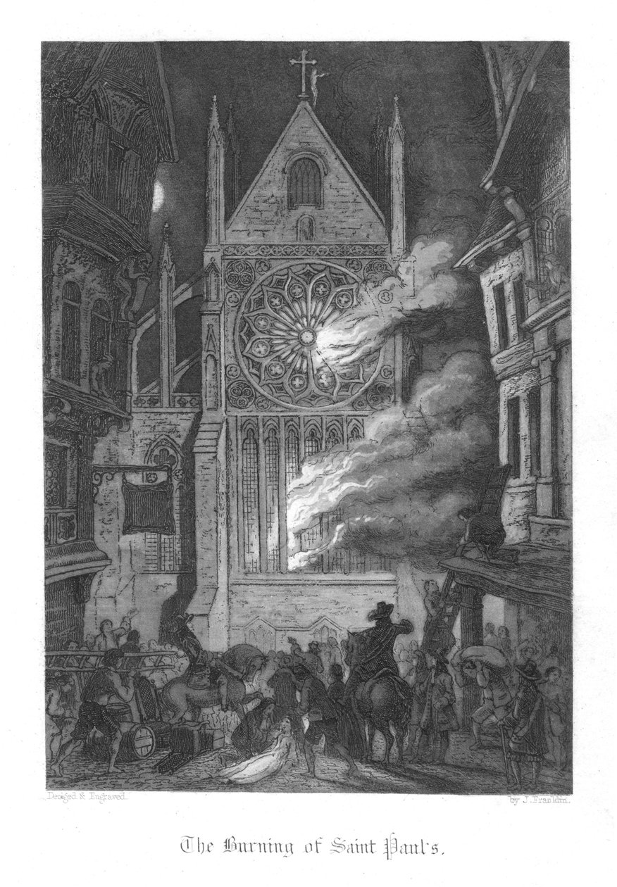 Scen från Old St Pauls av William Harrison Ainsworth, 1855 av John Franklin