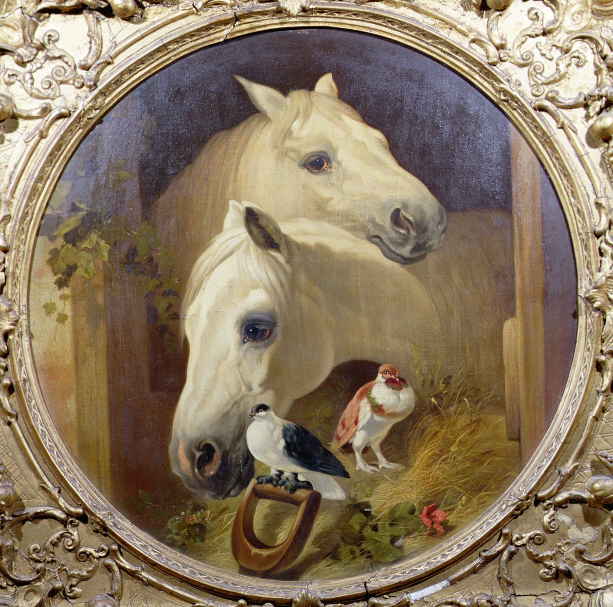 Hästar vid en stalldörr av John Frederick Herring Snr