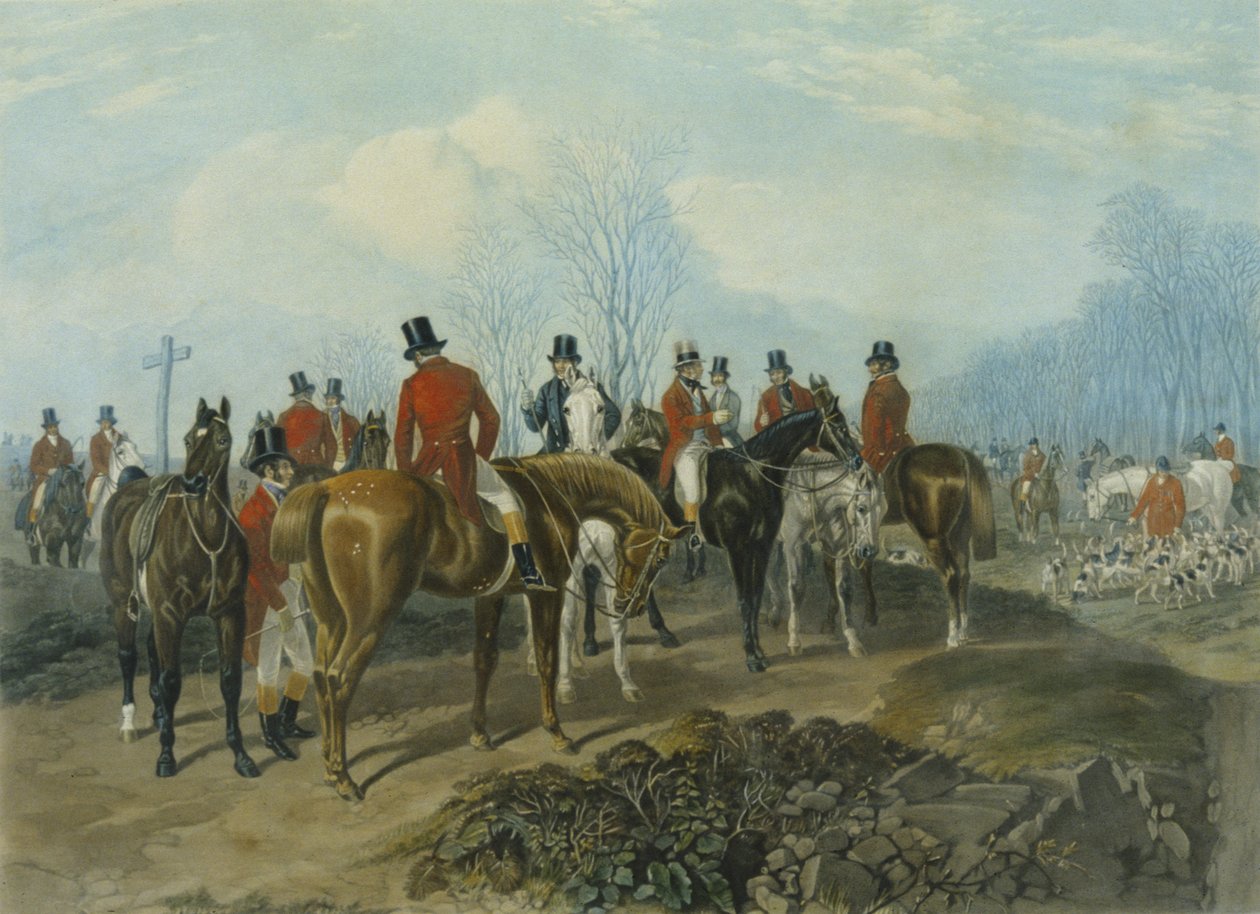 The Meet, graverad av Huffman och Mackrill (färgad gravyr) av John Frederick Herring Snr