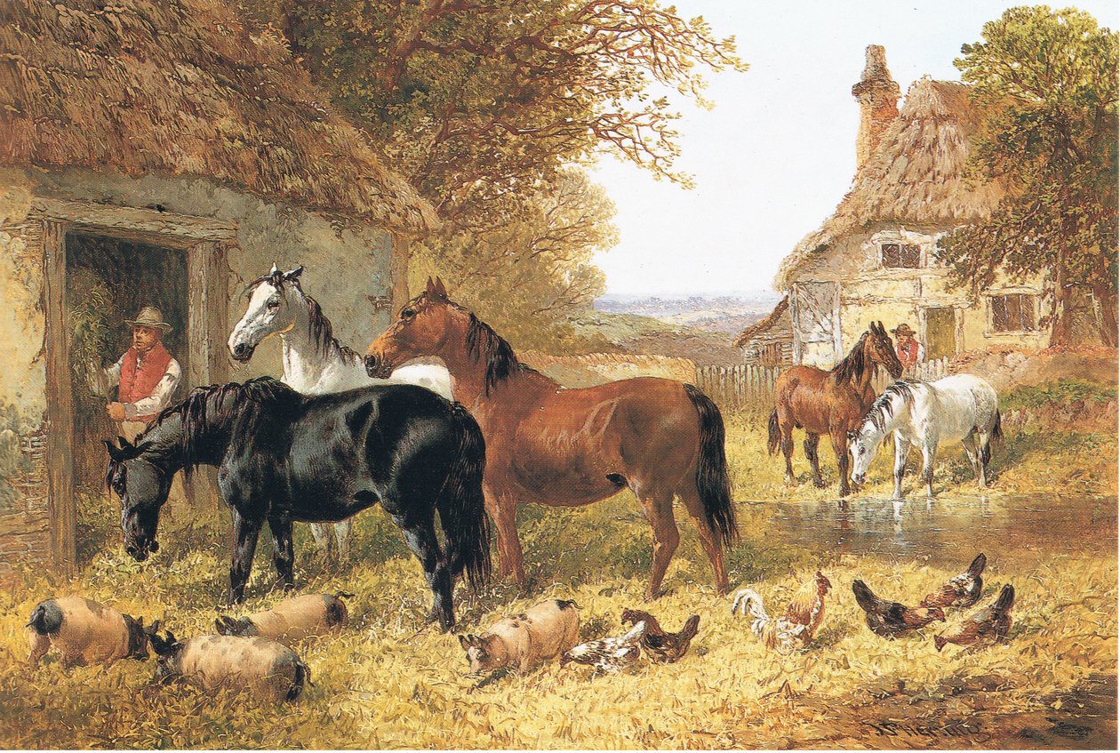 Hästar på en gård av John Frederick Herring Junior