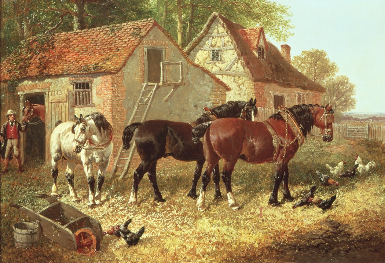 Förbereder ploghästarna av John Frederick Herring Junior
