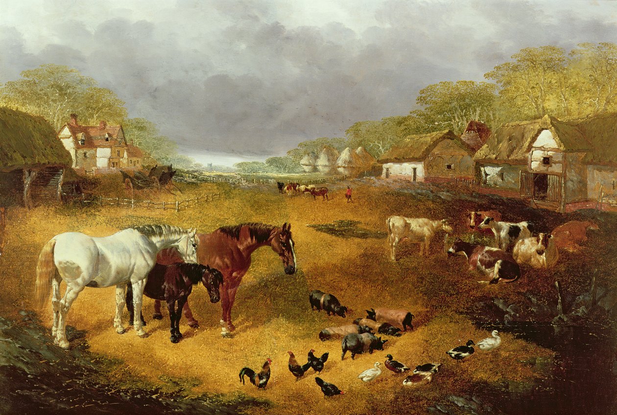 En gård under våren, 1800-talet av John Frederick Herring Senior