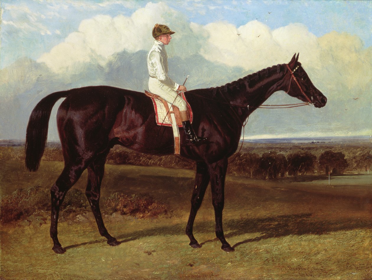 Jonathan Wild en Dark Bay Race Horse, i Goodwood, T.Ryder up, 1846 av John Frederick Herring Senior