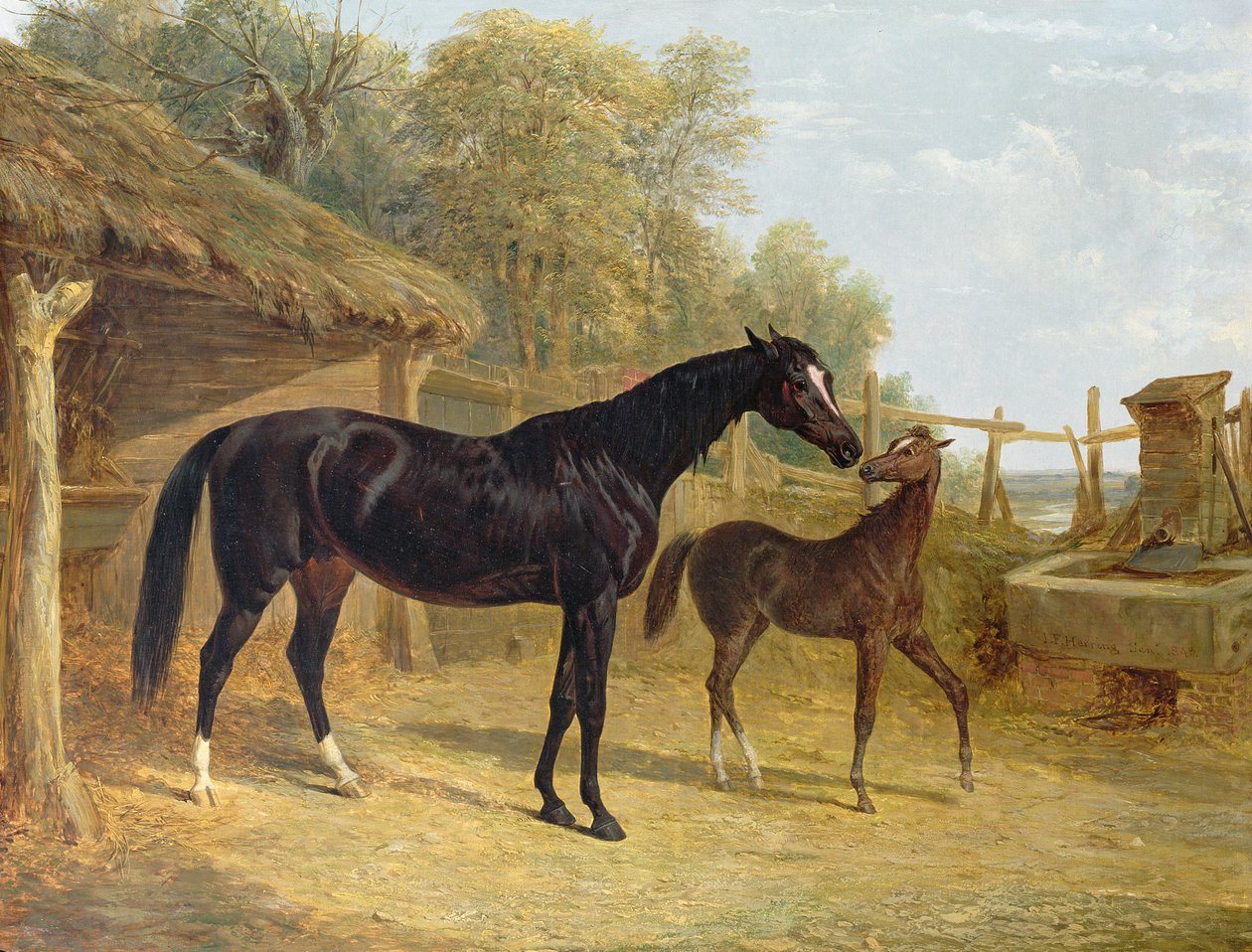 Levity, som tillhörde J.C. Cockerill Esq., med sitt föl Queen Elizabeth, som tillhörde Lord Dorchester, 1843 av John Frederick Herring Senior