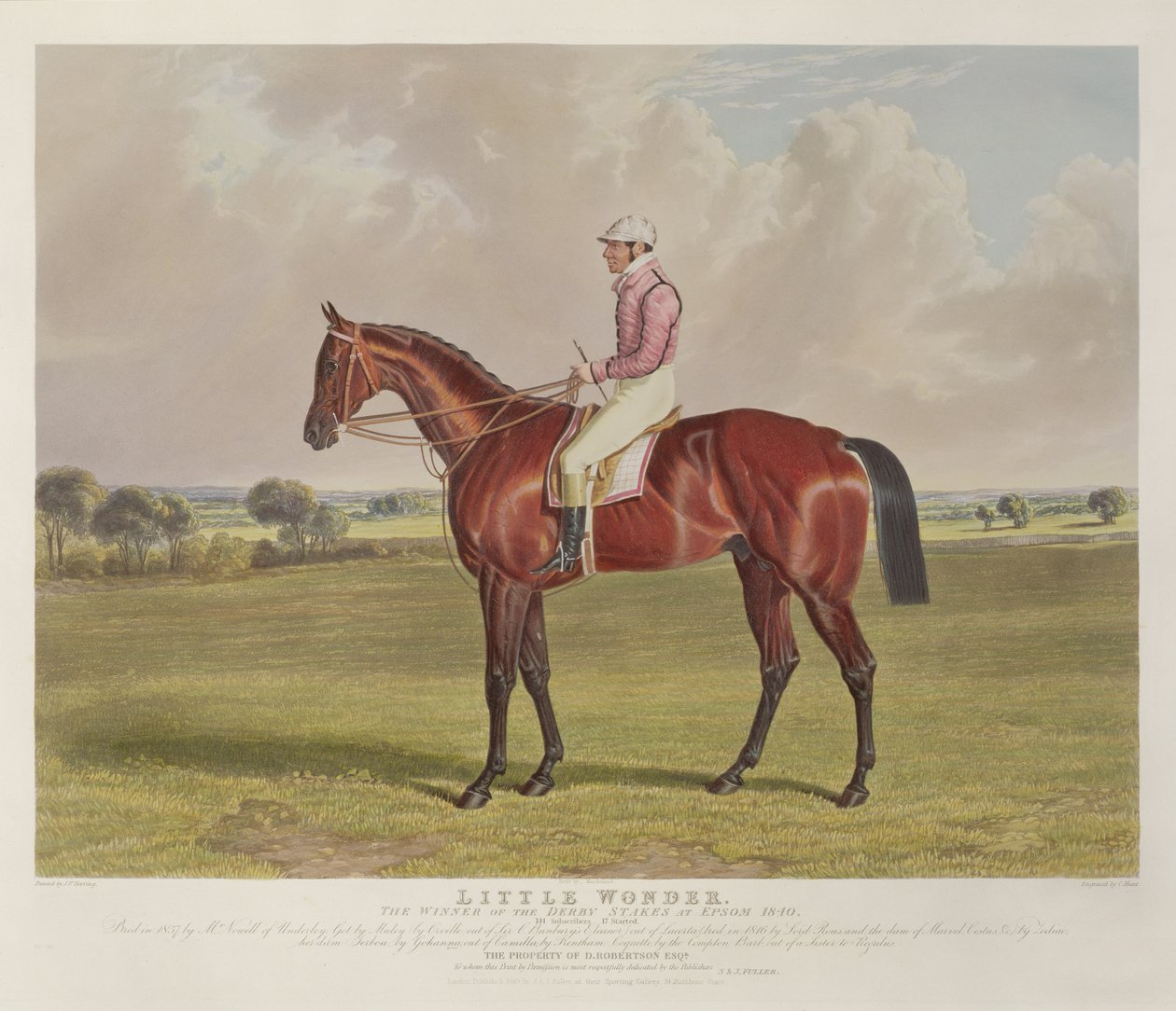 "Little Wonder", vinnaren av Derby Stakes i Epsom, 1840, graverad av Charles Hunt (1803-77), utgiven av S. und J. Fuller, 1840 (akvatint). av John Frederick Herring Senior