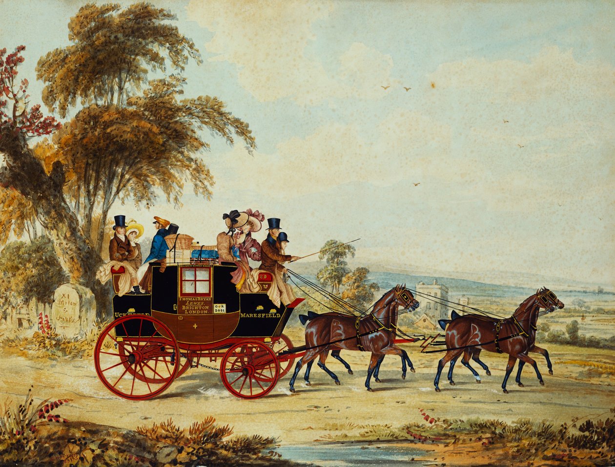 The Brighton - London Coach on the Open Road, 1831 av John Frederick Herring Senior