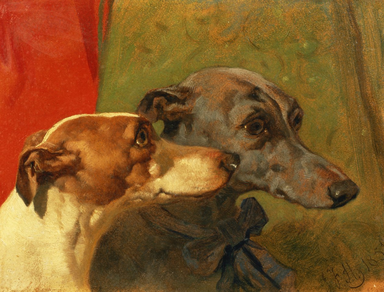 Vinthundarna "Charley" och "Jimmy" i en inredning av John Frederick Herring Senior